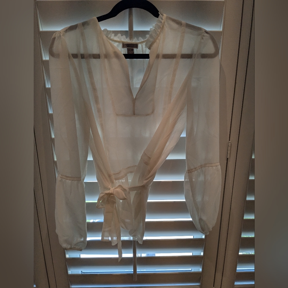 Chelsea28 White Tie Blouse